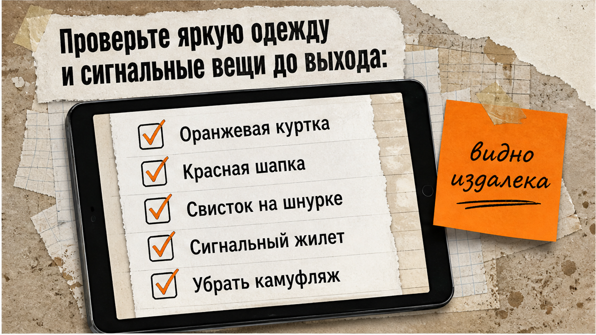 Чеклист яркой одежды и сигнальных вещей перед выходом в лес