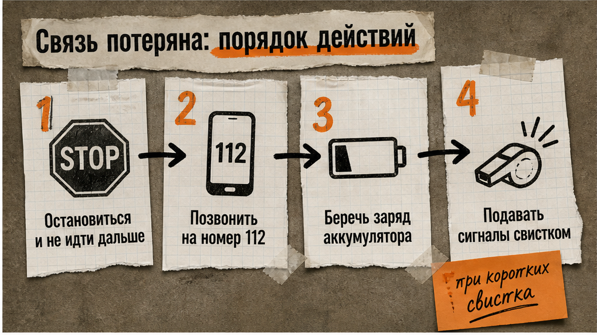 Схема действий туриста при потере ориентира в лесу